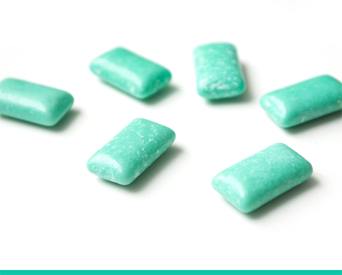 Close up of gum containing xylitol